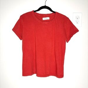 Imogene And Willie The Drop Tee Short Sleeve Crew Neck 100% Cotton Red Size M/L